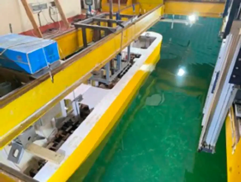 Ship model testing in towing tanks during a calm-water resistance test