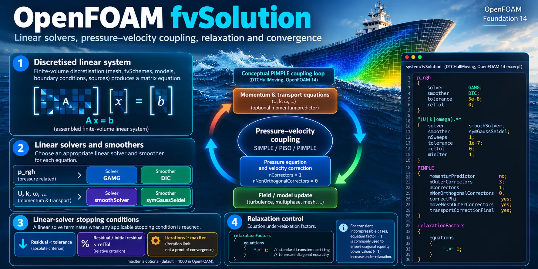 OpenFOAM fvSolution: 12 Essential Settings for Better Marine CFD